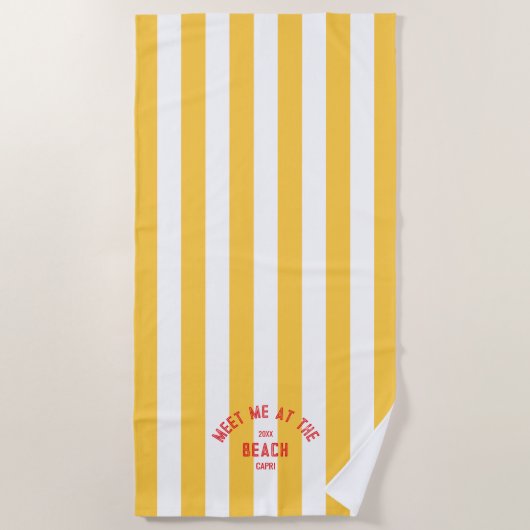 Rot trifft mich am Strand gelben Cabana Streifen Strandtuch (Vorderseite)