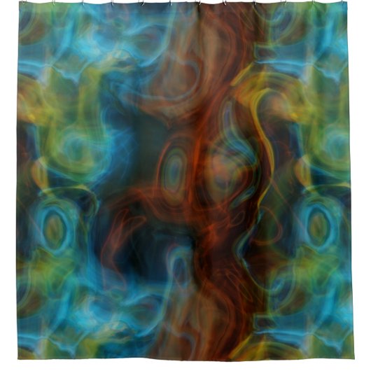 Rot-Türkis-Blau-Srauchmarmor abstrakt Duschvorhang (Vorderseite)