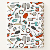 Rot Türkis handgezogene Kochutensilien Rezepte Notizblock (Rückseite)