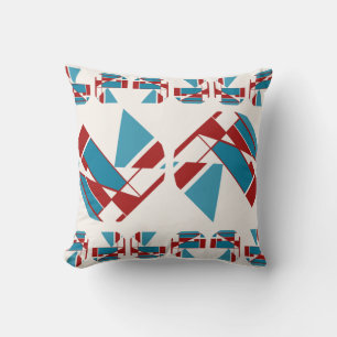 Rot Türkis Navy Gesäumte Mid-century Modern Kissen