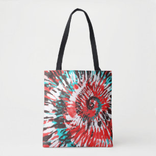 Rot Türkis Schwarz Weiß & Grau Tie Dye Tasche