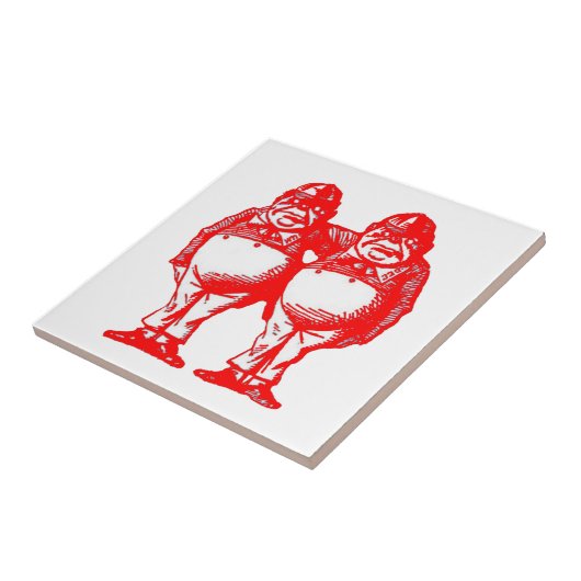 Rot Tweedle Dee u. Tweedle Dum Fliese (Seite)