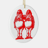 Rot Tweedle Dee u. Tweedle Dum Keramik Ornament (Rechts)