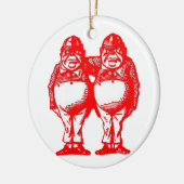 Rot Tweedle Dee u. Tweedle Dum Keramik Ornament (Links)
