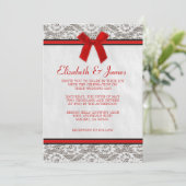 Rot u. Black Country Spitze-Hochzeits-Einladungen Einladung (Stehend Vorderseite)
