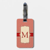 Rot u. Crème Monogramm-Gepäckanhänger Gepäckanhänger (Rückseite vertikal)