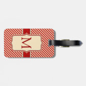 Rot u. Crème Monogramm-Gepäckanhänger Gepäckanhänger (Rückseite horizontal)