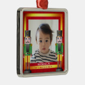 Rot u. das 1. Weihnachten des Goldrahmen-u. Silbernes Ornament (Rechts)