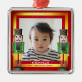 Rot u. das 1. Weihnachten des Goldrahmen-u. Silbernes Ornament (Vorne)