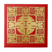 Rot u. Goldchinesische doppelte Glück-Fliesen Fliese (Vorderseite)