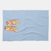 Rot u. GoldHibiskus-Blume drehen Reinfälle auf lt Geschirrtuch (Horizontal)