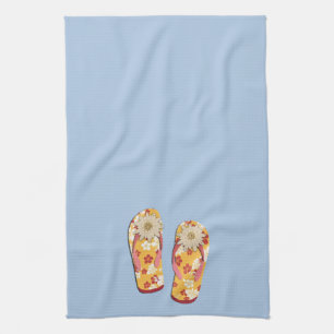 Rot u. GoldHibiskus-Blume drehen Reinfälle auf lt Geschirrtuch