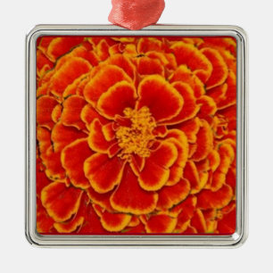 Rot u. Goldringelblumen-Blumen-Geschenke durch Silbernes Ornament