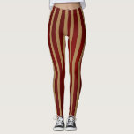 Rot u. Goldvertikale Streifen-gestreiftes Muster Leggings<br><div class="desc">Leggings.</div>