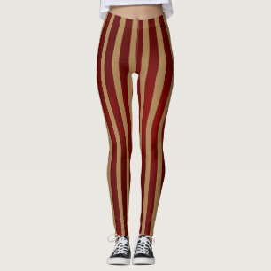Rot u. Goldvertikale Streifen-gestreiftes Muster Leggings