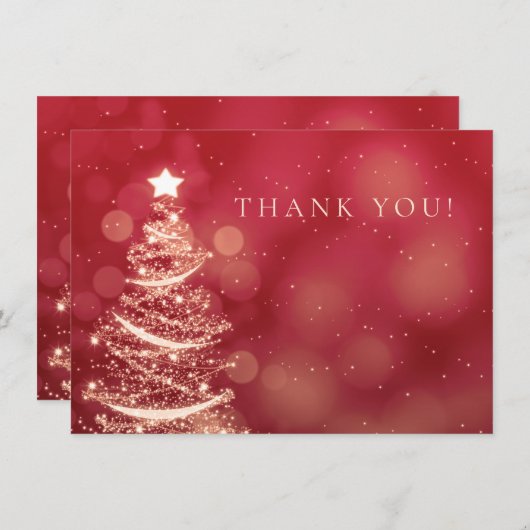 Rot u. Goldweihnachtshochzeit danken Ihnen zu Dankeskarte (Vorne/Hinten)