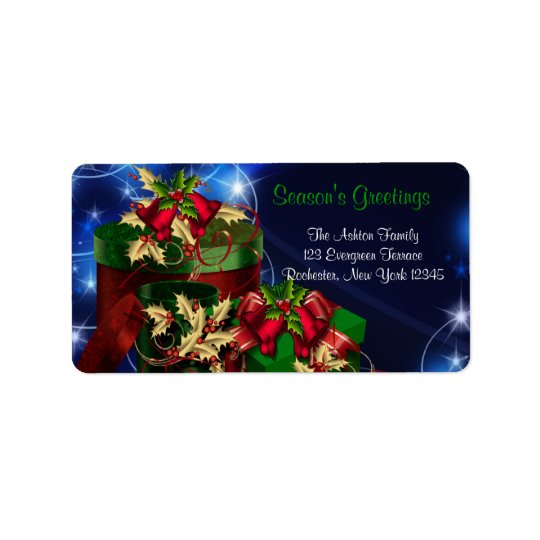 Rot-u. Grün-Geschenk-blaue Weihnachtsadressen-Etik Adressetikett