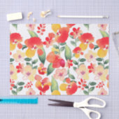 Rot u. Rosa mit Blumen gemalt Seidenpapier (Handwerk)