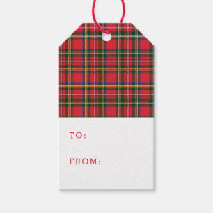 Rot u. Tartan-Muster Geschenkanhänger