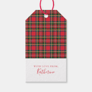 Rot u. Tartan-Muster Geschenkanhänger