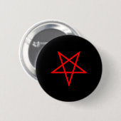 Rot umgekehrter Pentagram auf Schwarzem Button (Vorne & Hinten)