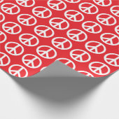 Rot und 4 Weiße Friedenssymbol-Muster Geschenkpapier (Ecke)