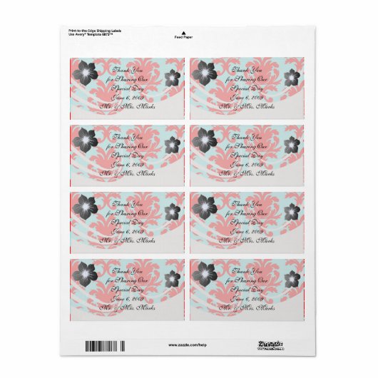 Rot und Aqua schöne formale Damast (Vorne)