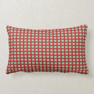 Rot und Aqua Tiled> gemusterte Throw-Kissen Lendenkissen