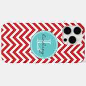 Rot und Aqua Zickzack mit benutzerdefinierter Mono Case-Mate iPhone Hülle (Rückseite (Horizontal))