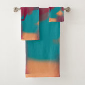 Rot und aquamarin abstrakt badhandtuch set (Insitu)