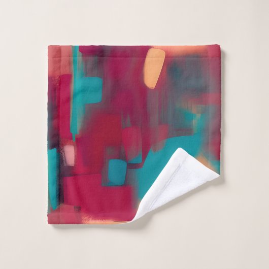 Rot und aquamarin abstrakt badhandtuch set (Waschlappen)