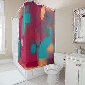 Rot und aquamarin abstrakt duschvorhang (Beispiel)