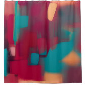 Rot und aquamarin abstrakt duschvorhang (Vorderseite)