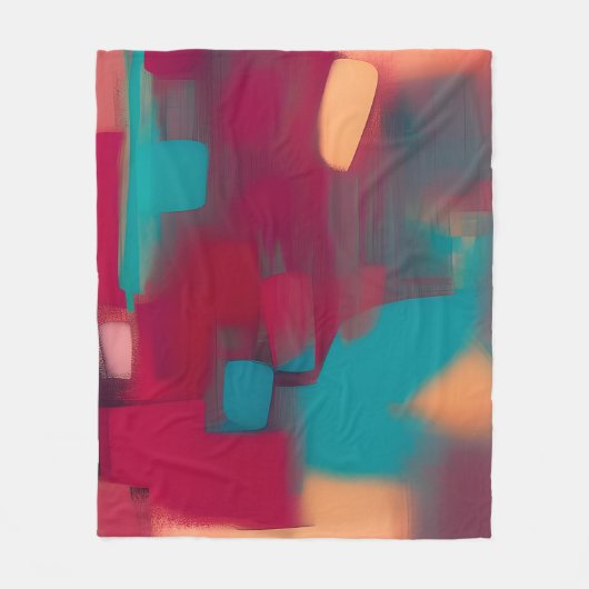 Rot und aquamarin abstrakt fleecedecke (Vorderseite)