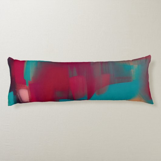 Rot und aquamarin abstrakt seitenschläferkissen (Rückseite)