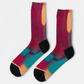 Rot und aquamarin abstrakt socken (Linkes Detail)