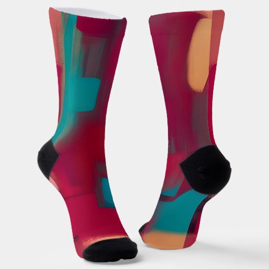 Rot und aquamarin abstrakt socken (Gewinkelt)