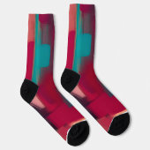 Rot und aquamarin abstrakt socken (Rechts)
