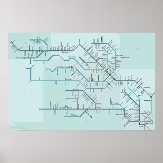 Rot und Arkansas Flüsse 30" x 20" Poster (Vorne)