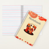 Rot und Beige 5.5" x 8.5" Spiralbuchse Notizblock (Innen)