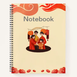 Rot und Beige 8.5" x 11" SpiralNotebook Notizblock