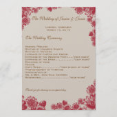 Rot- und Beige-Daisy-Hochzeitsprogramm Programm (Vorderseite)