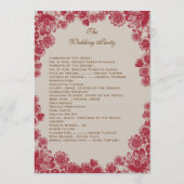 Rot- und Beige-Daisy-Hochzeitsprogramm Programm (Rückseite)