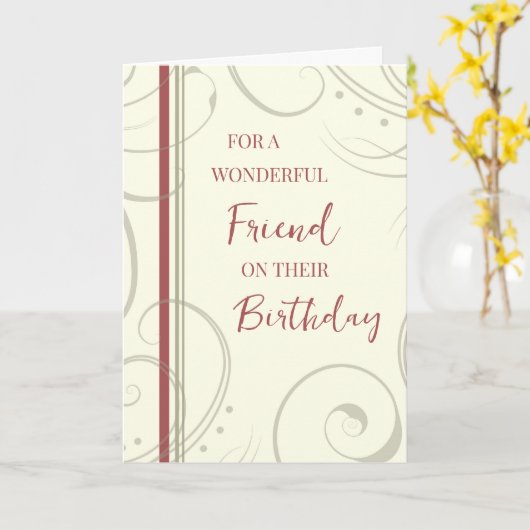 Rot und Beige Friend Birthday Karte (Gelbe Blume)