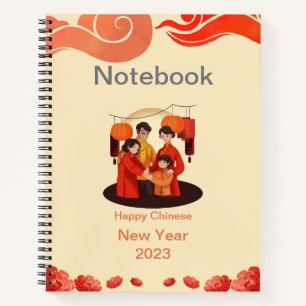Rot und Beige Frohes Chinesisches Neujahrs-Notizbu Notizblock