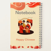 Rot und Beige Happy Chinese 5,5" x 8,5" Spirale Notizblock (Rückseite)