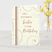 Rot und Beige Schwester Birthday Karte (Gelbe Blume)