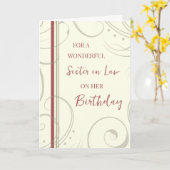 Rot und Beige Schwester des Gesetzes zum Geburtsta Karte (Gelbe Blume)