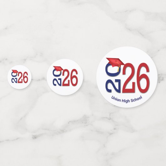 Rot und Blau 2025 Abschluss Konfetti (Rückseiten)