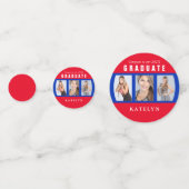 Rot und Blau Abschluss FotoCollage Custom Konfetti (Rückseiten)